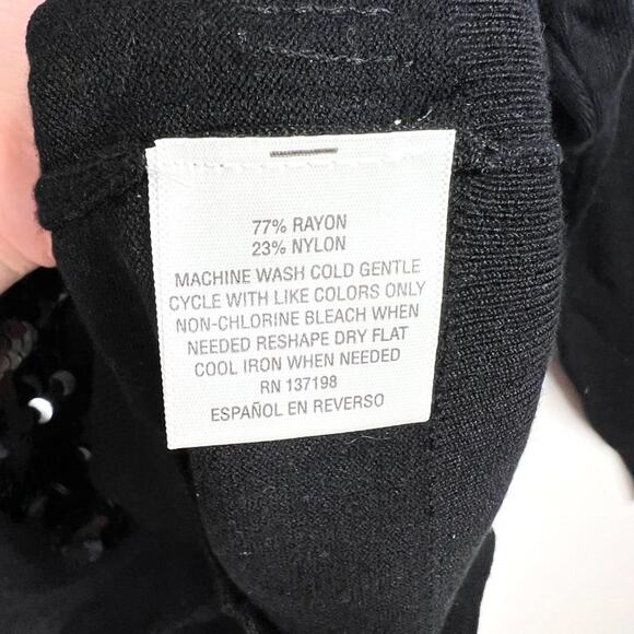 Charter Club Black Sequin Stripe Cardigan Small - Picture 5 of 6